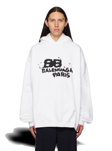 Sweatshirt Balenciaga Hand Drawn BB Hoodie Fehér | 620973-TNVQ1-9040