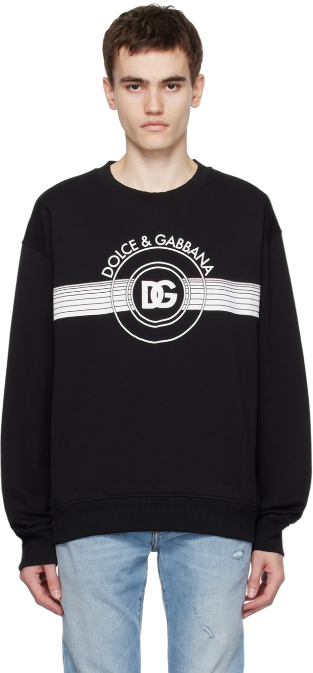 Sweatshirt Dolce & Gabbana Black Printed Sweatshirt Fekete | G9AHSTG7J6C