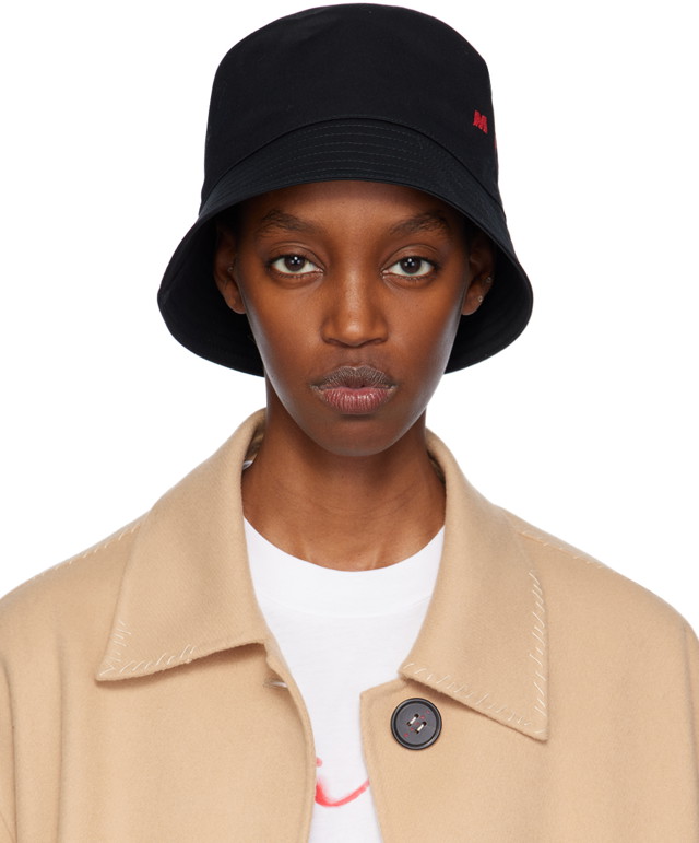 Kalapok Marni Embroidered Logo Bucket Hat Fekete | CLZC0110S0 UTC311