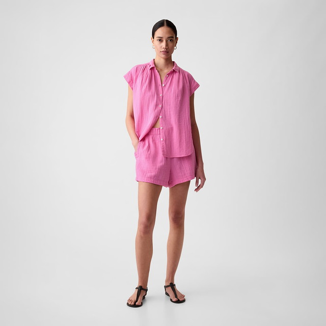 Rövidnadrág GAP Crinkle Gauze Pull On Shorts India Pink Rózsaszín | 882138-01