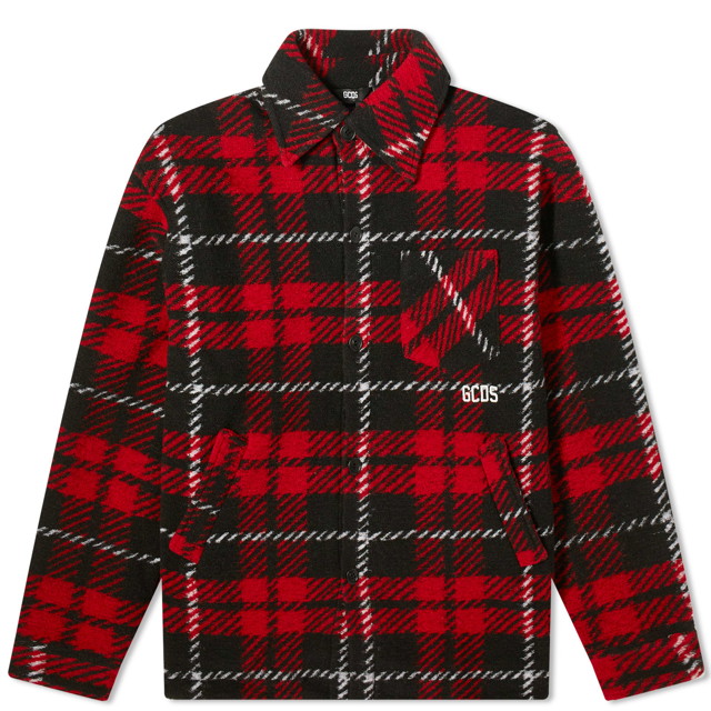 Ing GCDS Low Band Tartan Overshirt 
Piros | FW23M230482-03