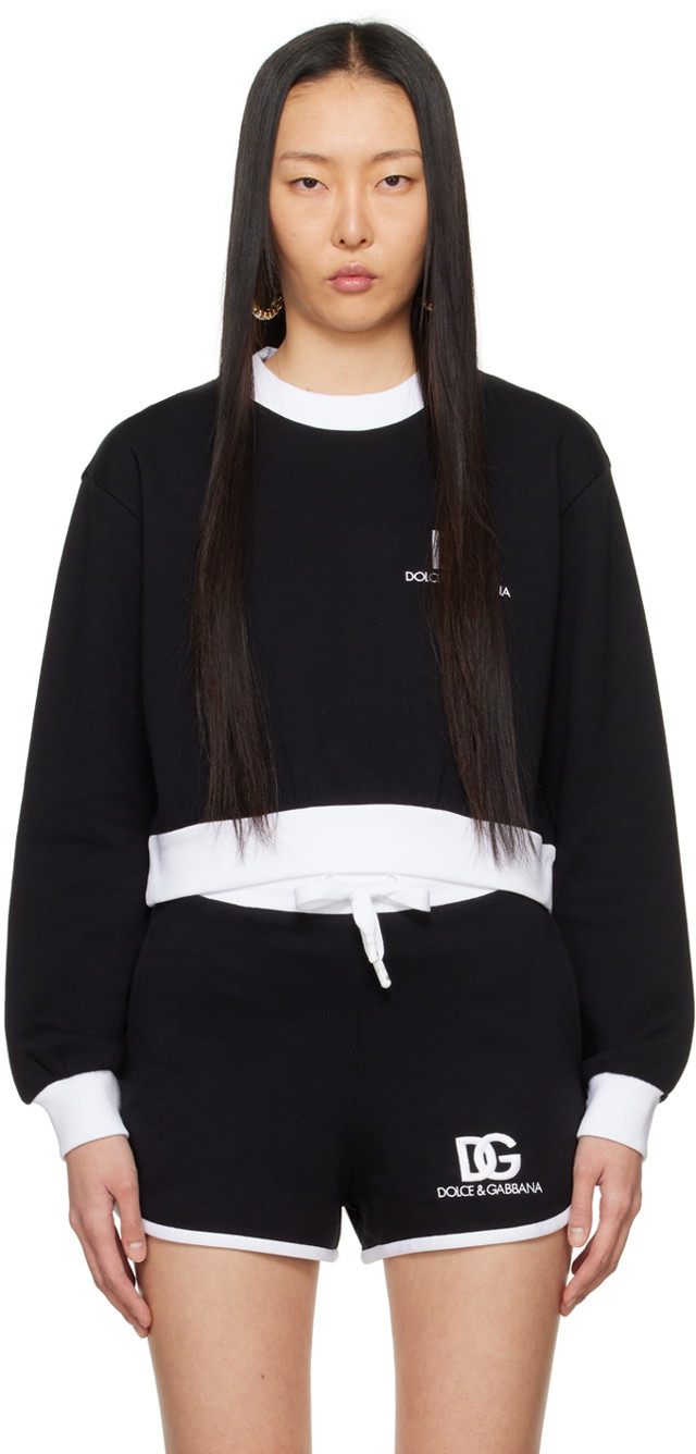 Sweatshirt Dolce & Gabbana Embroidered Sweatshirt Fekete | F9R51Z GDB6G