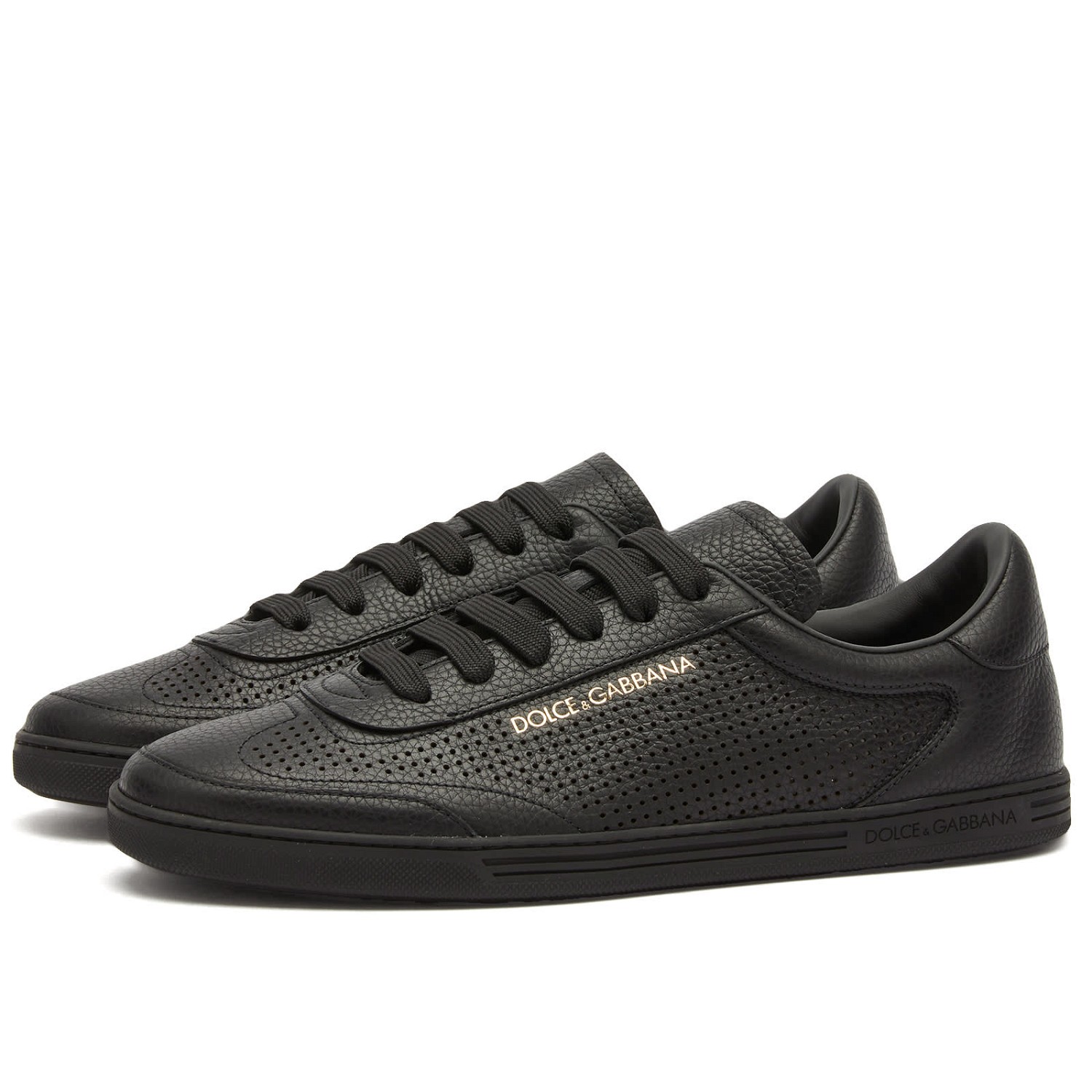 Sneakerek és cipők Dolce & Gabbana Saint Tropez Perforated Leather Sneakers Fekete | CS2256AR837-8B956, 0
