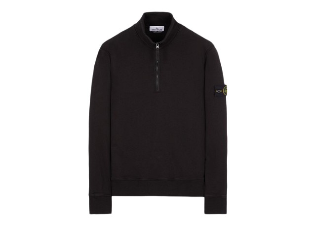 Sweatshirt Stone Island Half-Zipper Sweatshirt Black Fekete | 801561951 - A0029