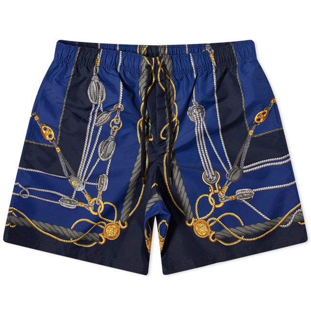 Fürdőruha Versace Men's Nautical Print Swim Short Blue/Gold Sötétkék | 1002517-1A09913-5U170