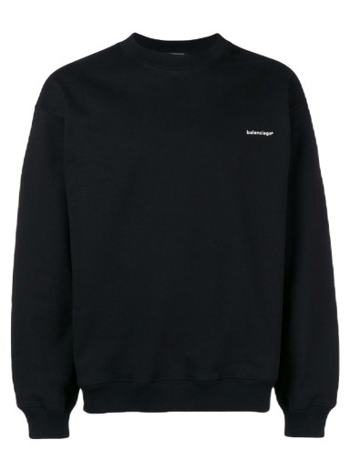 Pulóver Balenciaga Small Contrast Logo Print Crewneck Fekete | 556147TYK271000