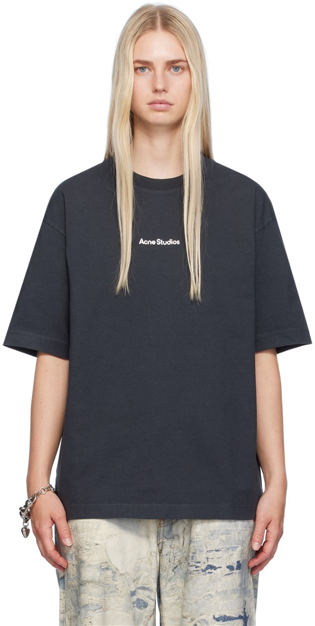 Póló Acne Studios Black Printed T-Shirt Fekete | CL0274-