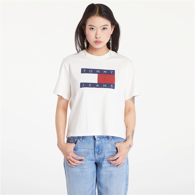 Flag Badge Boxy Fit T-Shirt Ancient White