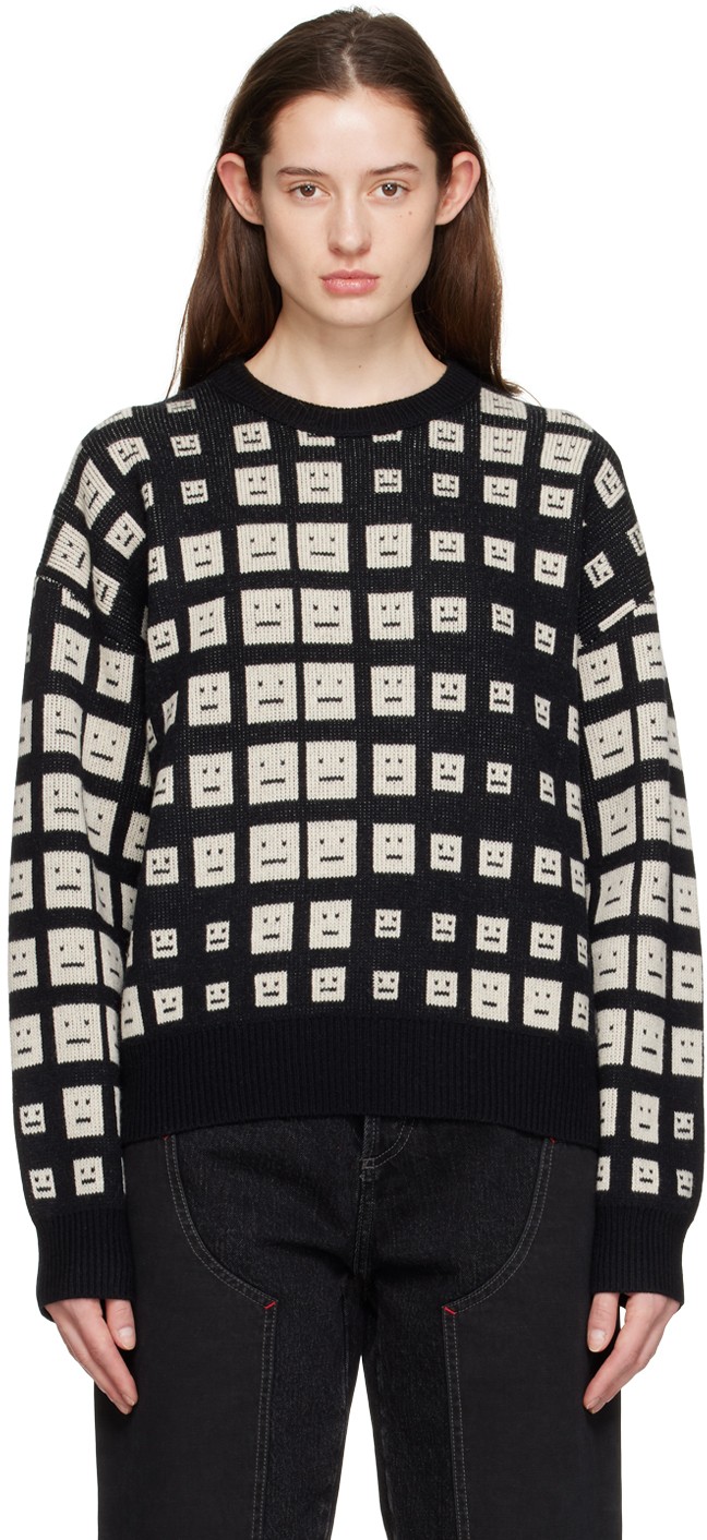 Pulóver Acne Studios Crewneck Sweater Fekete | C60060-, 0