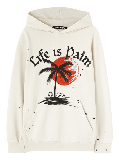 Sweatshirt Palm Angels GD Sunset Palm Hoodie Fehér | PMBB117F22FLE0050310