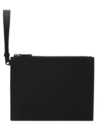 Kézitáskák Gucci Rubber Effect Pouch Fekete | 771319 AAC0G