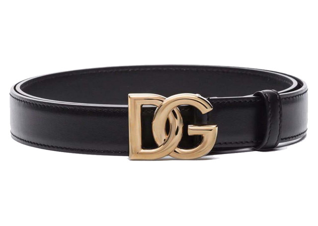 Övek Dolce & Gabbana Logo Buckle Leather Belt Black Fekete | BE1447AW070