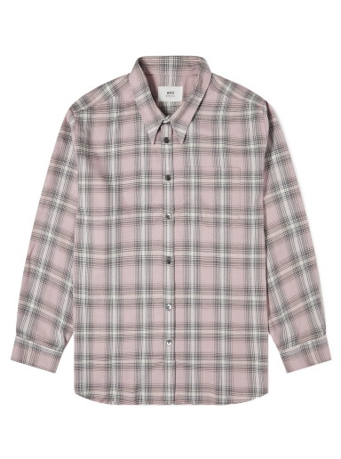 Dzsekik AMI Check Overshirt Burgundia | HJK228-VI0010-665