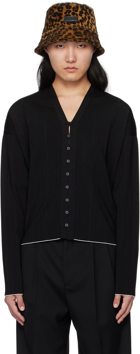 Pulóver Jacquemus Les Sculptures 'Le cardigan plissé' Cardigan Fekete | 24E245KN298-2355