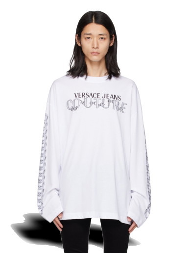 Póló Versace Jeans Couture Printed Long Sleeve T-Shirt Fehér | E75GAHF03_ECJ00F