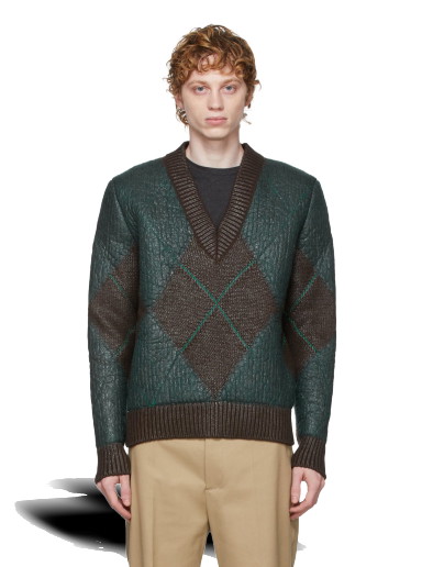 Pulóver Bottega Veneta Argyle V-Neck Sweater Zöld | 665928 V15R0
