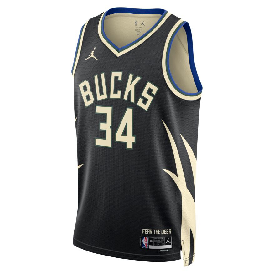 Sportmezek Jordan Dri-FIT NBA Milwaukee Bucks Statement Edition 2022 Swingman Jersey Fekete | DO9533-010, 0