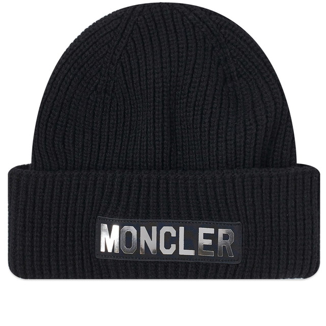 Beanie sapkák Moncler Mirror Logo Beanie Fekete | 3B000-M1241-18-999