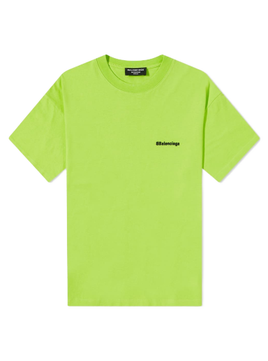 Póló Balenciaga BB Text Logo Tee Lime/Black Zöld | 612966-TJV87-7072