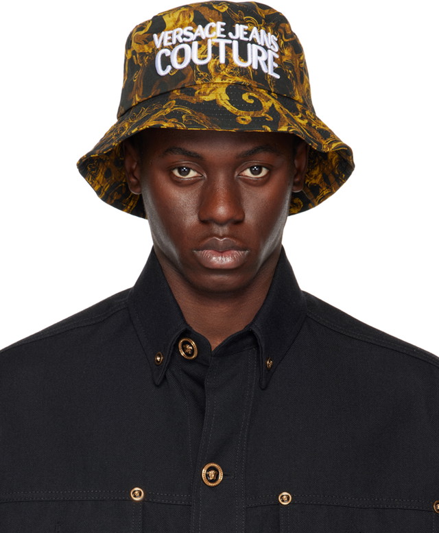 Kalapok Versace Couture Black & Gold Watercolor Couture Bucket Hat Barna | E76GAZK06_EZG267