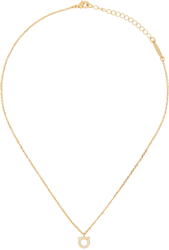 Nyakláncok és láncok FERRAGAMO Small Gancini Crystals Necklace "Gold" Fémes | 760131 - 696654