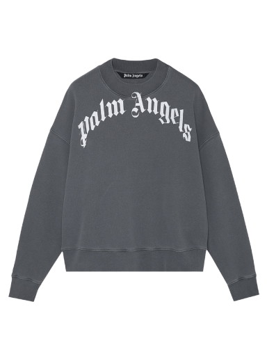 Sweatshirt Palm Angels GD Curved Logo Crew Fekete | PMBA026F21FLE0041001