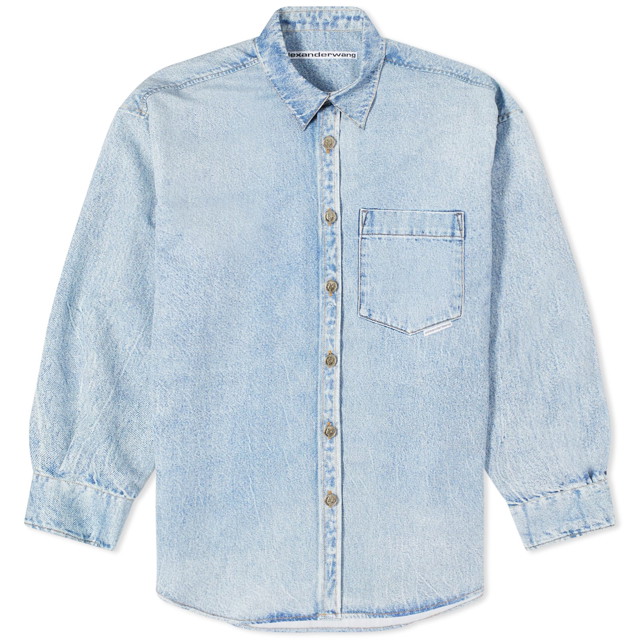 Printed Denim Button Down Shirt