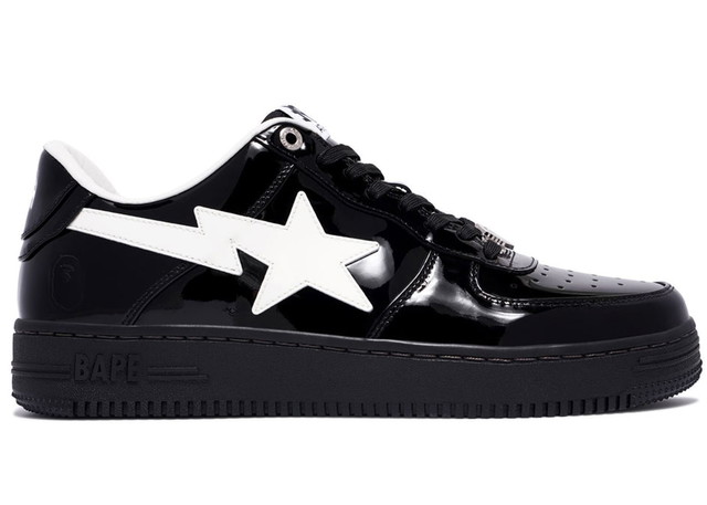 Sneakerek és cipők BAPE A Bathing Ape Bape Sta #2 Black Patent Fekete | 1K30-191-302-BLK/1K30-291-302-BLK/001FWK301302M_BLK