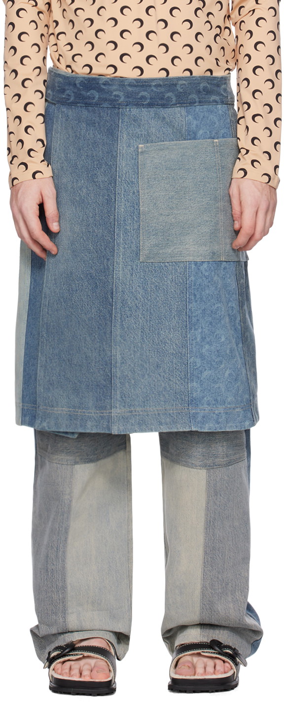 Szoknya Marine Serre Printed Denim Skirt Kék | USK021-GR30