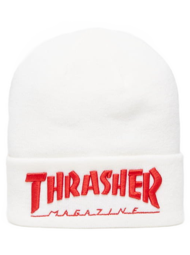 Embroidered Logo Beanie White/ Red