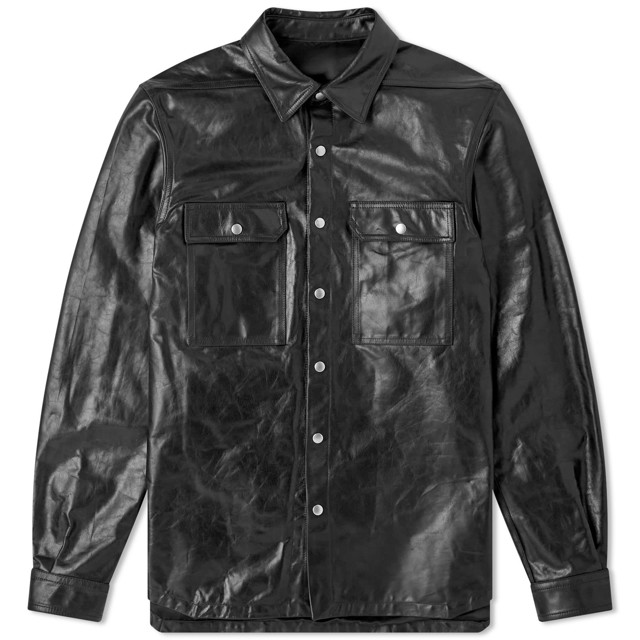Kabátok Rick Owens Leather Outershirt Fekete | RU01D3729-LSU-09