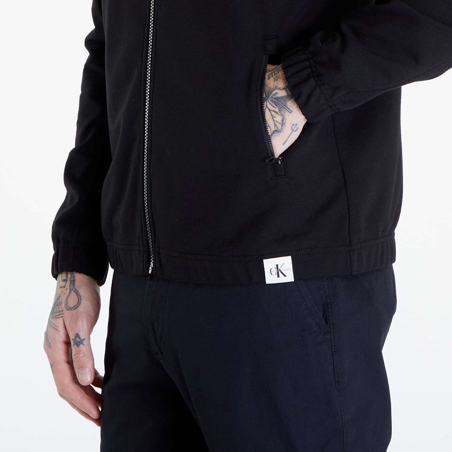 Sweatshirt CALVIN KLEIN Jeans Woven Tab Zip Through Fekete | J30J325147 BEH, 1