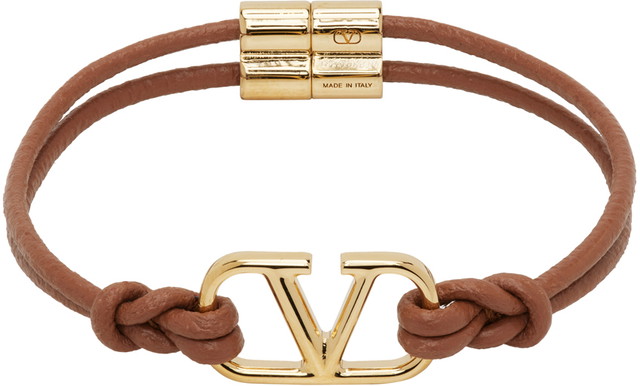 Karkötők Valentino Garavani Leather VLogo Signature Bracelet Barna | 4Y2J0R52RMP