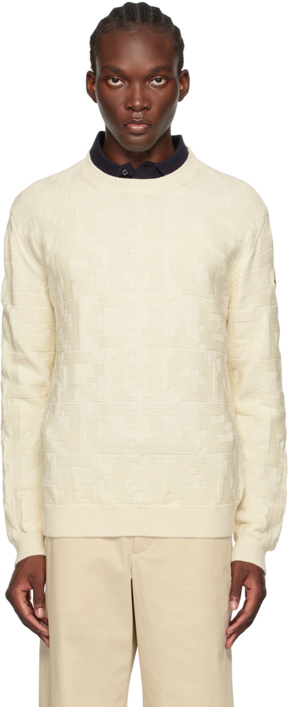 Pulóver Moncler Off-White Wool Sweater Bézs | J20919C00006M1282