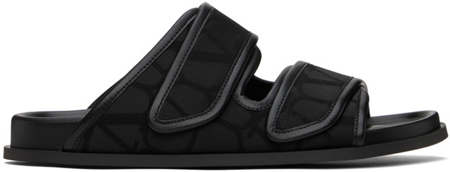 Sneakerek és cipők Valentino Garavani Toile Iconographe Sandals "Black" Fekete | 4Y2S0H86IDQ