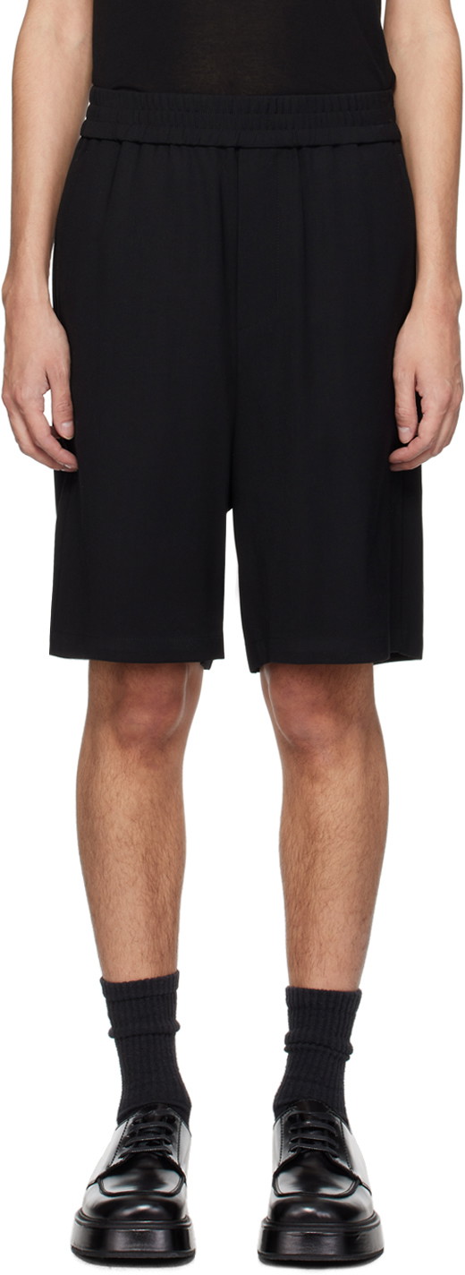 Rövidnadrág AMI Elasticized Waist Shorts Fekete | HSO306.VI0007