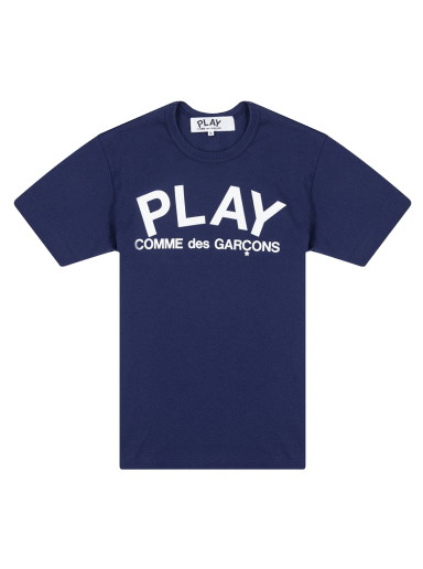 Póló Comme des Garçons PLAY Text T-Shirt Sötétkék | AZ T176 051 1