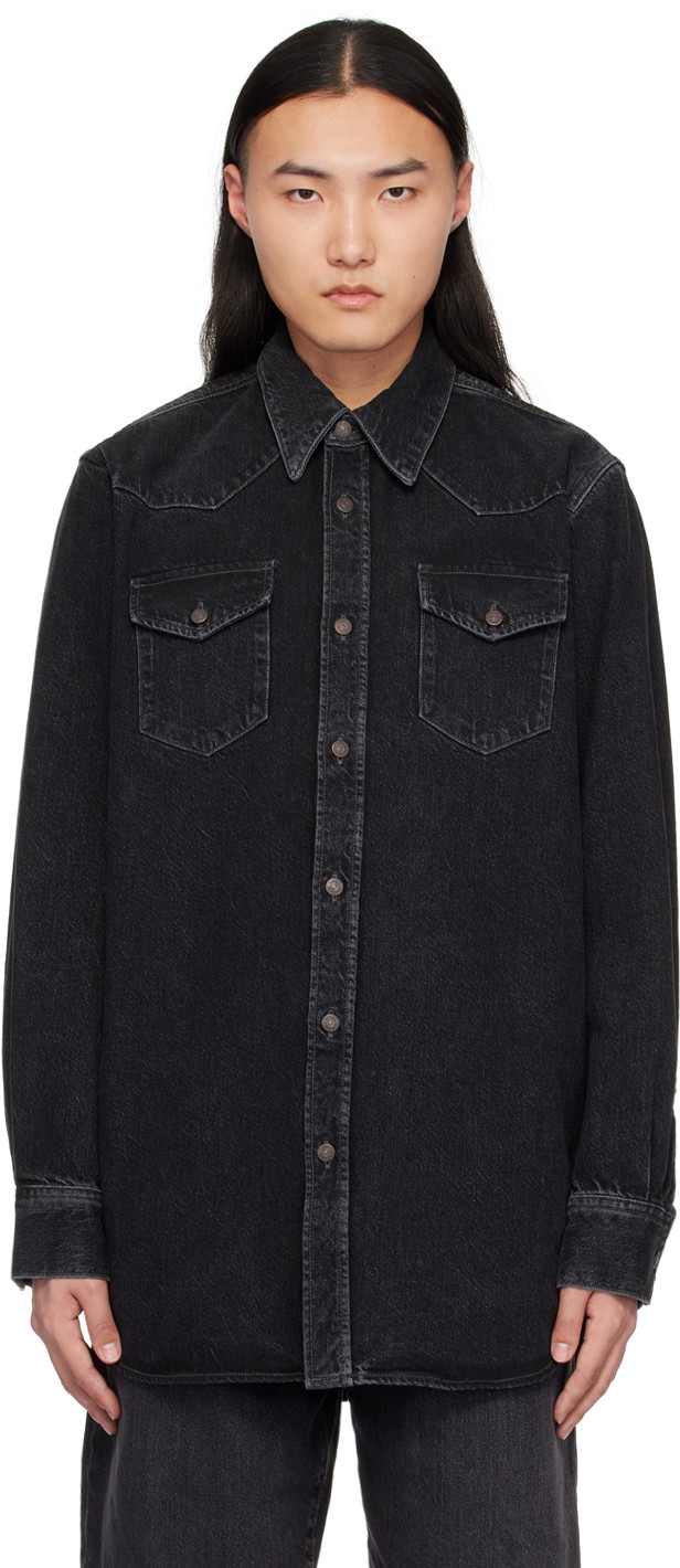 Ing Acne Studios Flap Pockets Denim Shirt Fekete | CB0079-