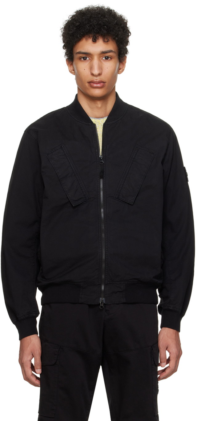 Bomber dzsekik Stone Island Garment-Dyed Bomber Jacket Fekete | 801542510