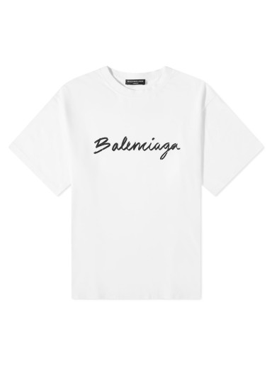 Póló Balenciaga Script Logo Tee White/Black Fehér | 612966-TMVB4-9040