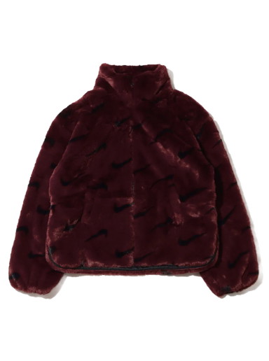 Dzsekik Nike Printed Faux Fur Jacket Burgundia | DQ6843-652