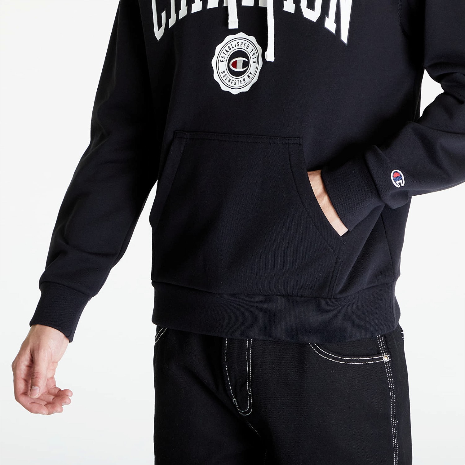 Sweatshirt Champion Hooded Sweatshirt Black Fekete | 219830 CHA KK001, 1