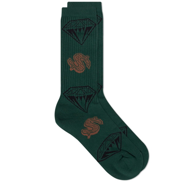 Zoknik és harisnyanadrágok BILLIONAIRE BOYS CLUB Diamonds & Dollars Socks Zöld | B23462-GR