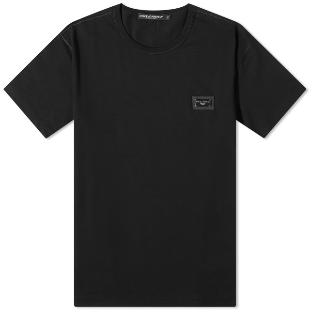 Póló Dolce & Gabbana Plate Crew Neck T-Shirt Black Fekete | G8PT1TG7F2I-N0000