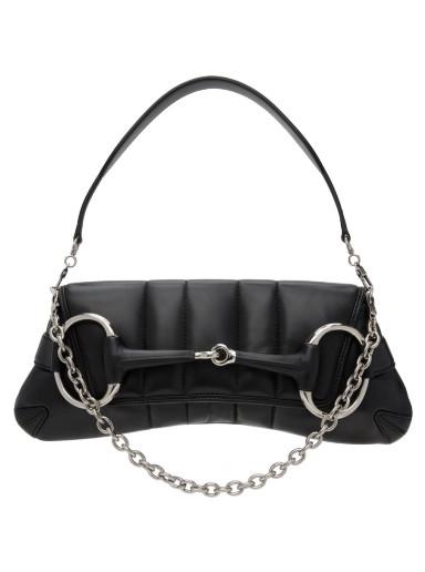 Hátizsákok és táskák Gucci Black Medium Horsebit Chain Bag Fekete | 764255 AACU1