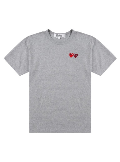 Póló Comme des Garçons PLAY Double Heart T-Shirt Szürke | AZ T226 051 3
