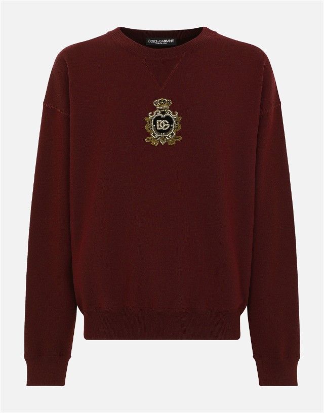 Sweatshirt Dolce & Gabbana Cashmere And Wool Knit Sweatshirt Burgundia | GXQ12ZJFMQ2R2723