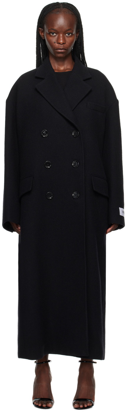 Kabátok Dolce & Gabbana Black Double-Breasted Coat Fekete | F0V9DT FU2N0