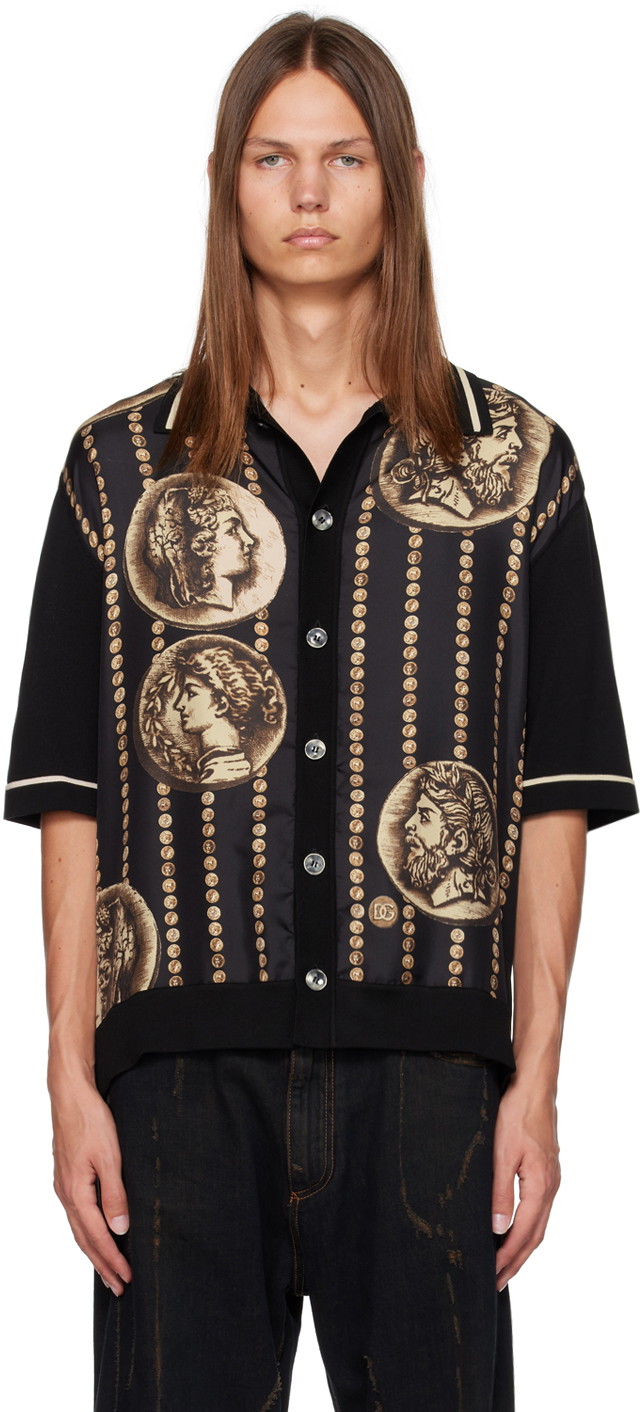 Ing Dolce & Gabbana Black Paneled Shirt Fekete | GXP69TJFMJ3