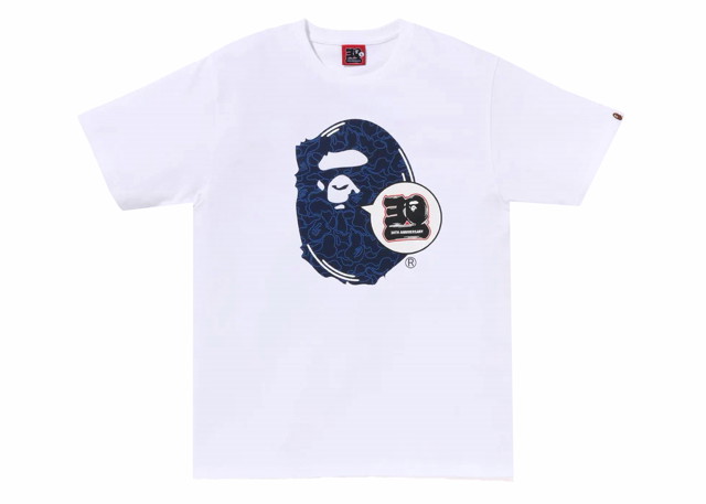 Póló BAPE BAPE 30th Anniversary Ape Head Tee White/Navy Fehér | 1J70-110-006